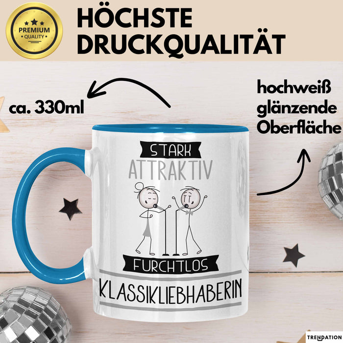 Klassikliebhaberin Tasse Geschenk Becher Stark Attraktiv Furchtlos Klassikliebhaberin Lustige Geschenkidee Blau Trendation