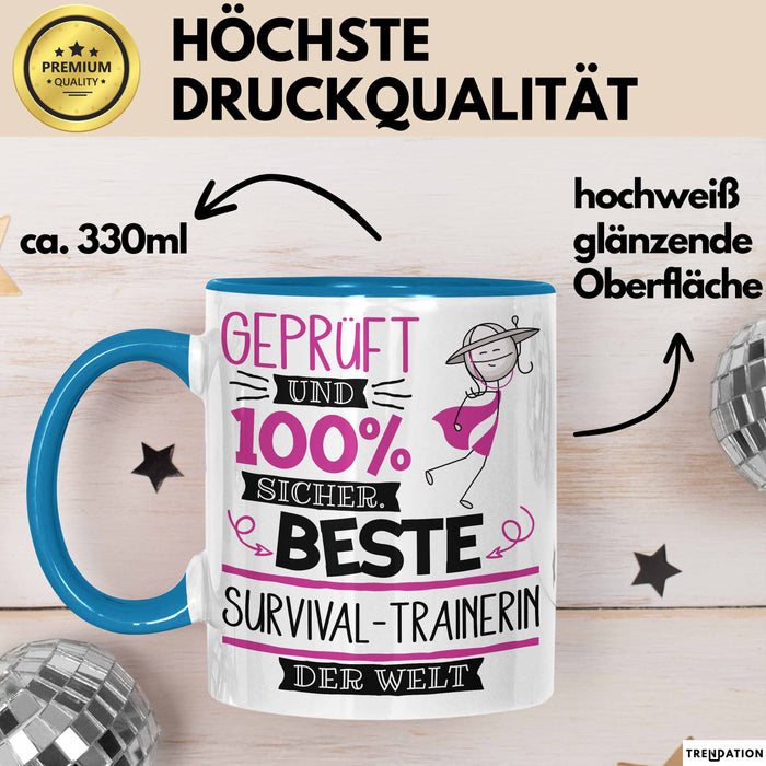 Survival-Trainerin Geschenk Becher Tasse Gott Schuf Alle Menschen Gleich Nur Die Besten Durfeten Survival-Trainerin Werden Geschenkidee Lustig Blau Trendation