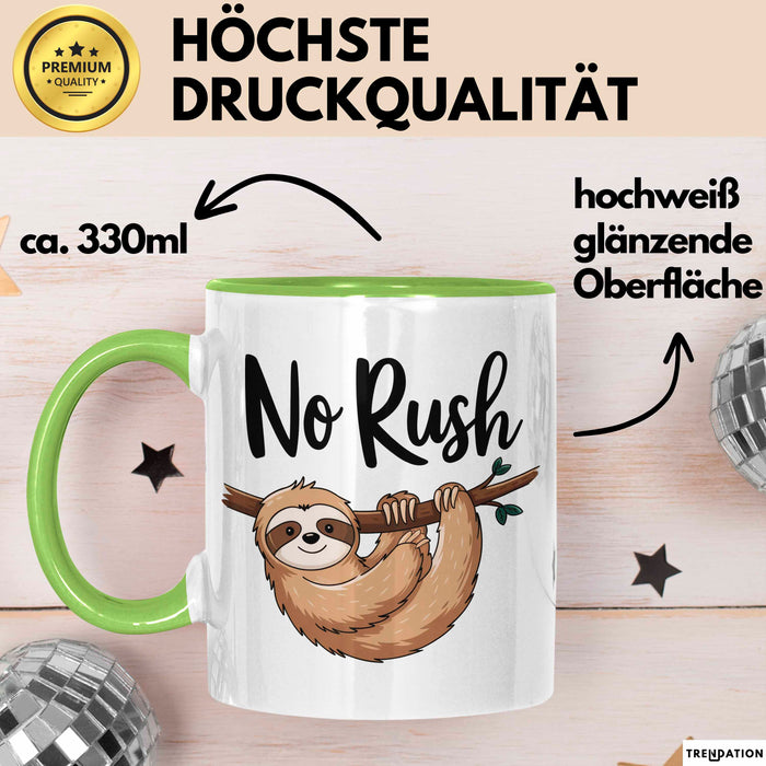 Faultier Tasse Geschenkidee Keine Eile für faule Faultiere Grün Trendation
