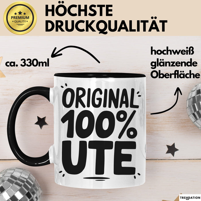 Ute Tasse Geschenk Original 100% Ute Geschenkidee Geburtstag Schwarz Trendation
