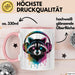 Waschbär Tierliebhaber Musik Kopfhörer Tasse Geschenk Lustige Geschenkidee Spruch Rosa Trendation