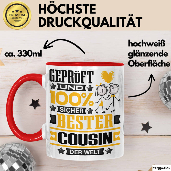 Cousin Geschenk Lustiger Spruch für Cousin Geschenkidee Bester Cousin Der Welt Rot Trendation