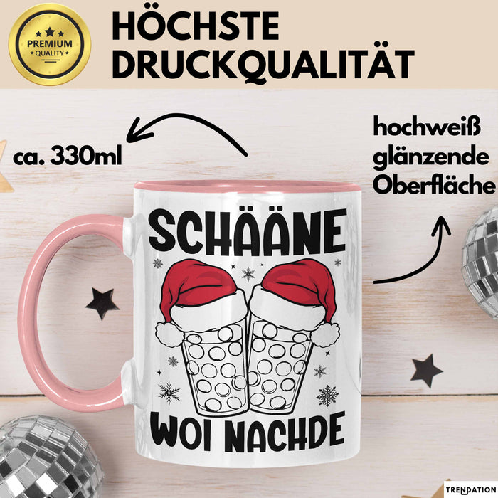 Weihnachten Tasse Geschenk Schääne Woi Nachde Kaffee-Becher Rosa Trendation