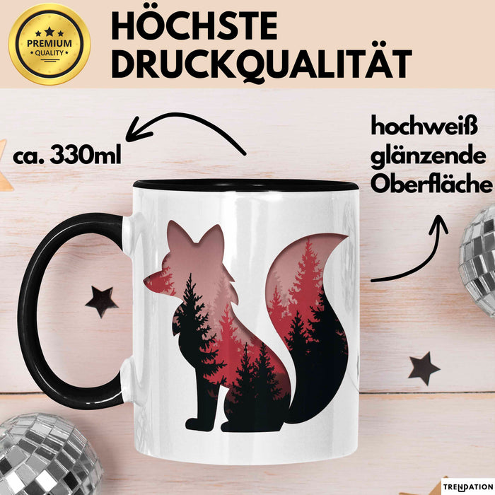 Fuchs Tierliebhaber Tasse Geschenk Lustige Geschenkidee Spruch Schwarz Trendation