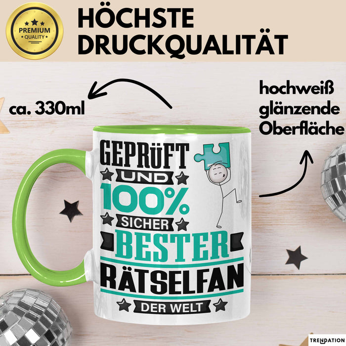 Rätselfan Geschenk Lustiger Spruch für Rätselfan Geschenkidee Bester Rätselfan Der Welt Grün Trendation