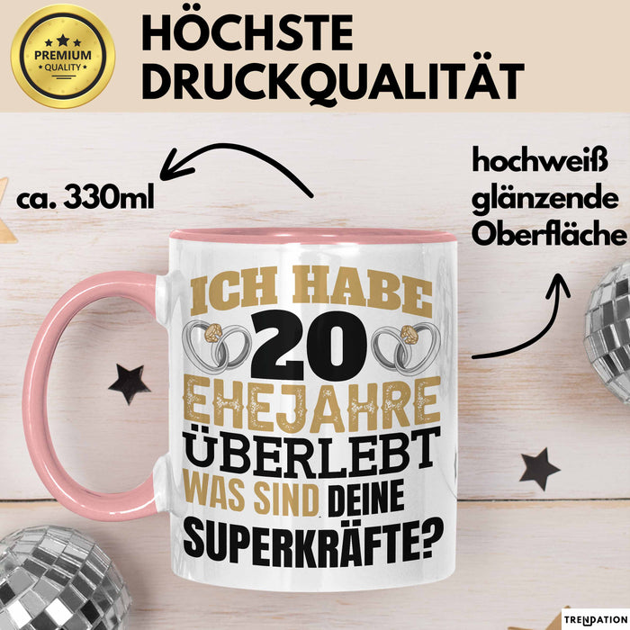 Ehejahre Tasse Geschenk 20 Jahre Spruch Lustig Hochzeitstag Silberhochzeit Rosa Trendation