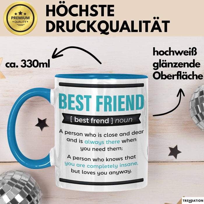 Tasse Geschenk Best Friend Definition Lustiger Spruch Becher Blau Trendation
