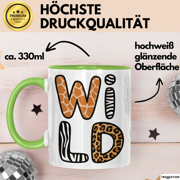 Wilde Tiere Tasse Geschenk Lustige Geschenkidee Spruch Wild Grün Trendation