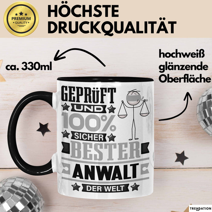 Anwalt Geschenk Lustiger Spruch für Anwalt Geschenkidee Bester Anwalt Der Welt Schwarz Trendation