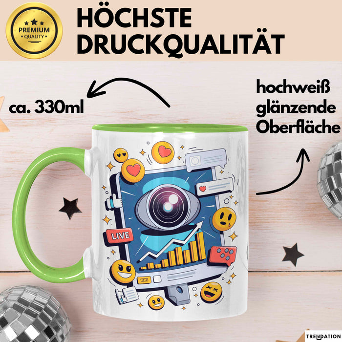 Live Streamer Tasse Geschenk Lustige Geschenkidee Spruch Für Online Kreative Grün Trendation