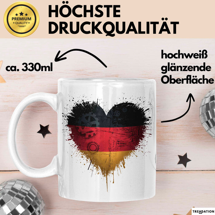Deutschland Deutschlandflagge Herz Tasse Geschenk Lustige Geschenkidee Spruch Weiß Trendation
