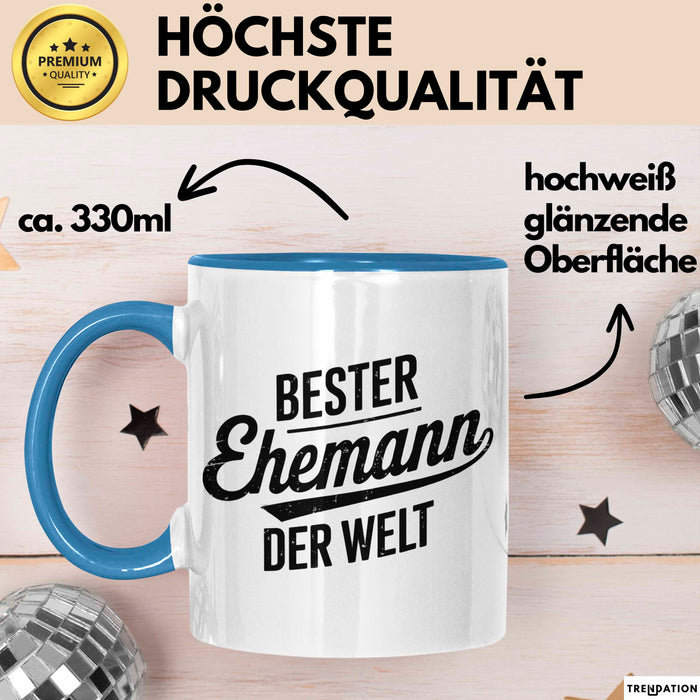 Guter Ehemann Verheiratete Männer Jungen Tasse Becher Geschenk Lustige Geschenkidee Spruch Bester Ehemann Der Welt Blau Trendation
