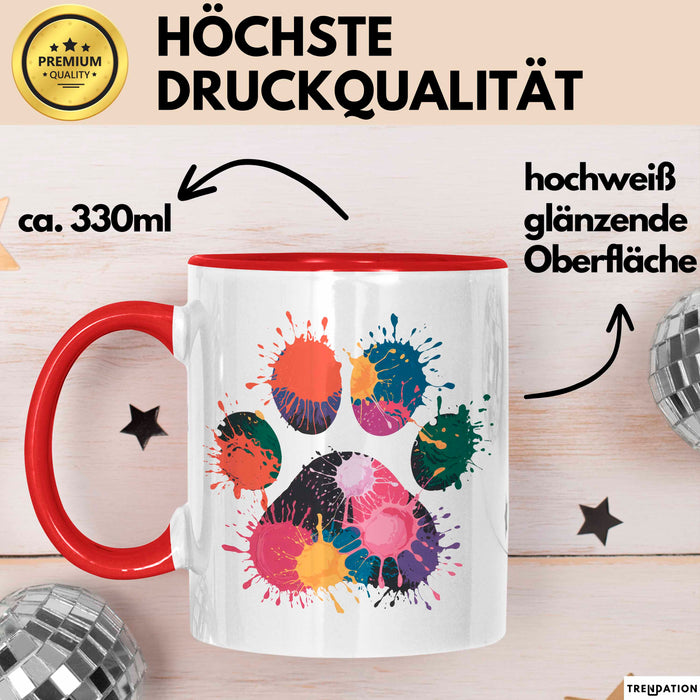 Hund Tierliebhaber Tasse Geschenk Lustige Geschenkidee Spruch Rot Trendation