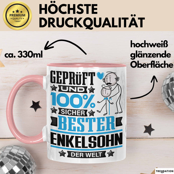 Enkelsohn Geschenk Lustiger Spruch für Enkelsohn Geschenkidee Bester Enkelsohn Der Welt Rosa Trendation
