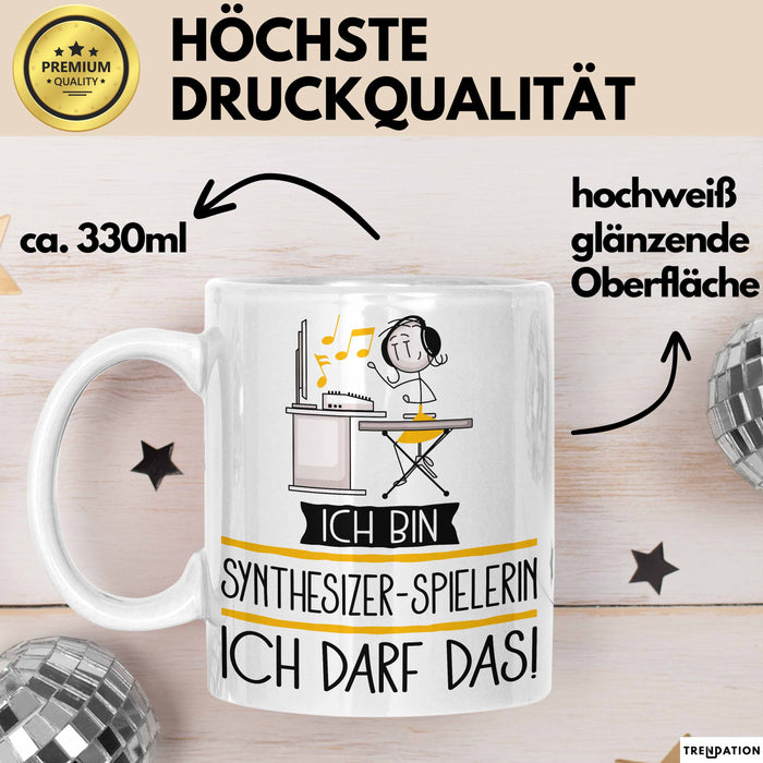 Geschenk für Synthesizer-Spielerin Tasse Lustige Geschenkidee Geburtstag Ich Bin Synthesizer-Spielerin Ich Darf Das Weiß Trendation