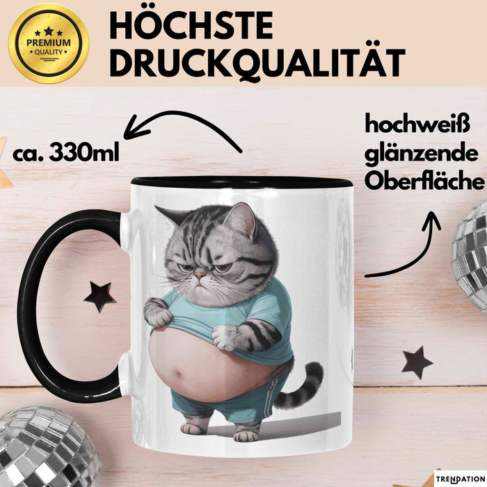 Dicke Fette Katze Kätzchen Besitzer Tasse Becher Geschenk Lustige Geschenkidee Spruch Trendation