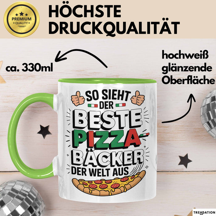 Pizzabäcker Tasse Geschenk Bester Pizzabäcker für Koch Grün Trendation