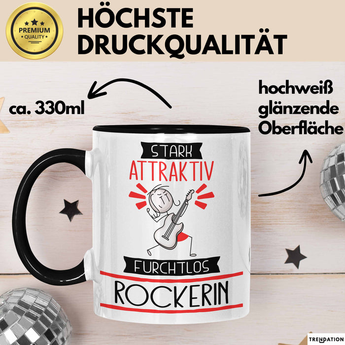 Rockerin Tasse Geschenk Becher Stark Attraktiv Furchtlos Rockerin Lustige Geschenkidee Trendation