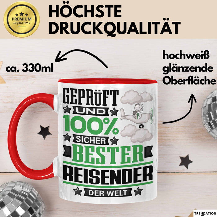 Reisender Geschenk Lustiger Spruch für Reisender Geschenkidee Bester Reisender Der Welt Rot Trendation