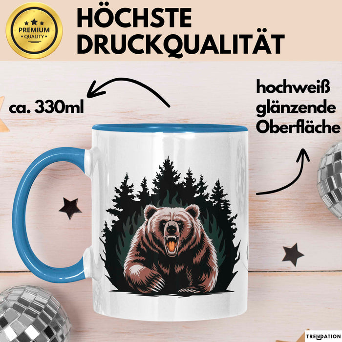 Bärenliebhaber Tasse Geschenkidee für Naturliebhaber Blau Trendation