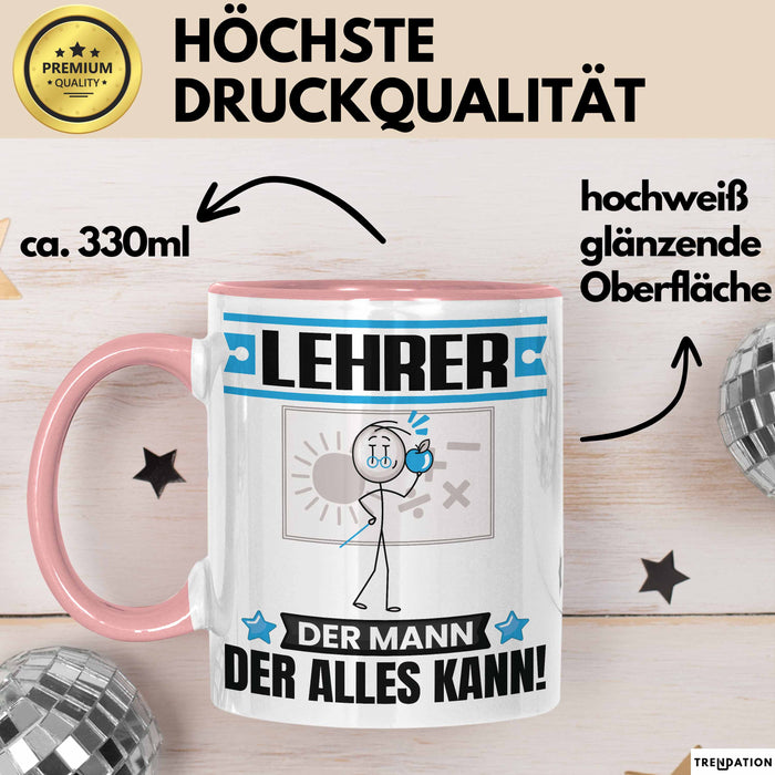 Lehrer Tasse Geschenk für Lehrer Der Mann Der Alles Kann Geschenkidee zum Geburtstag Rosa Trendation