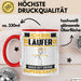 Läufer Tasse Geschenk für Läufer Geburtstag Lustiger Spruch Kaffee-Becher Was Ist Deine Superkraft Rot Trendation
