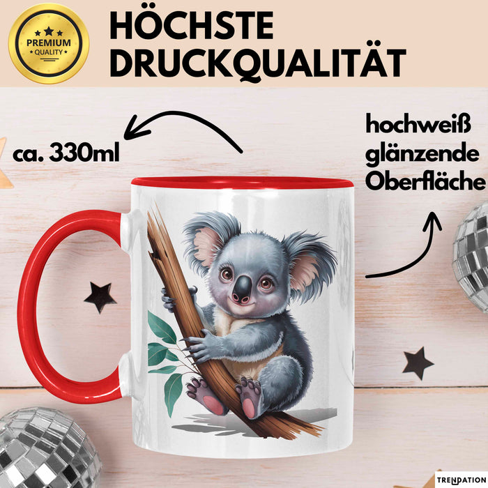 Koala Tierliebhaber Tasse Geschenk Lustige Geschenkidee Spruch Rot Trendation