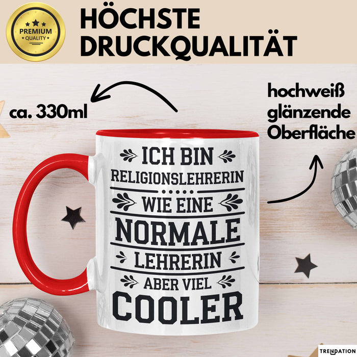 Religionslehrer Tasse Geschenk Lustige Geschenkidee Spruch Ich Bin Religionslehrerin Rot Trendation