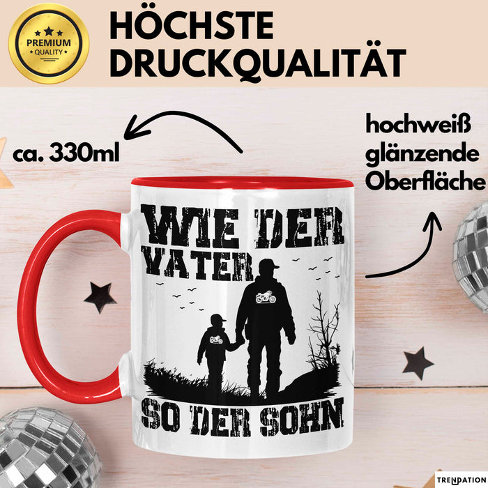 Vater Sohn Tasse Geschenk Lustige Geschenkidee Spruch Motorrad-Fahrer Rot Trendation