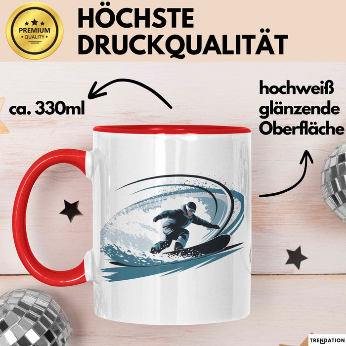 Snowboarder Tasse Geschenkidee Schneereiter Lustiger Spruch Geschenkidee Lustig Rot Trendation