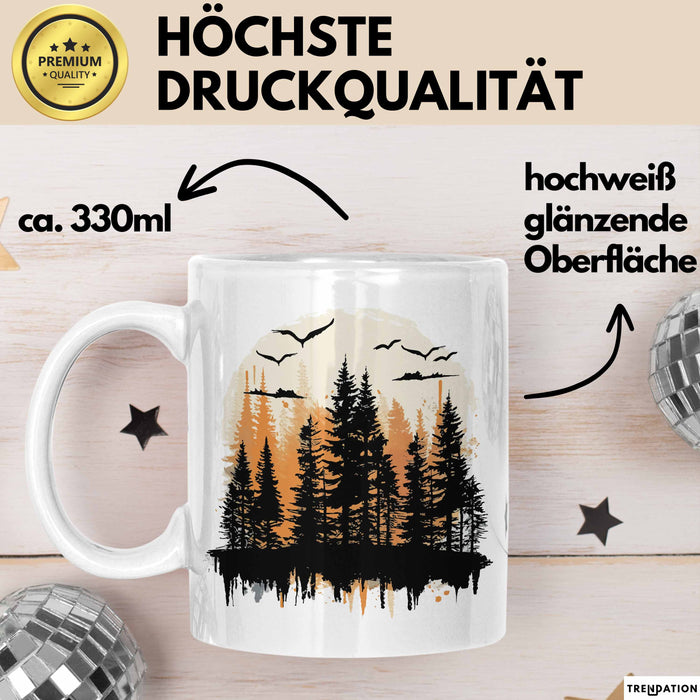 Wald Tasse Geschenk Wandern Geschenkidee Wanderlustige Weiß Trendation