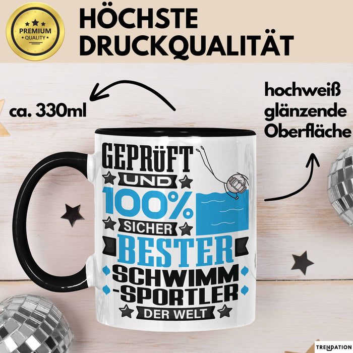 Schwimmsportler Geschenk Lustiger Spruch für Schwimmsportler Geschenkidee Bester Schwimmsportler Der Welt Schwarz Trendation