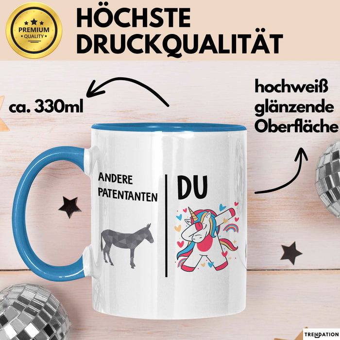 Patentante Tante Tasse Becher Geschenk Lustige Geschenkidee Spruch Andere Patentanten Blau Trendation