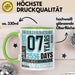 Tasse 07 Jahre Jubiläum Design mit Zeitangaben, Geschenkidee Grün Trendation