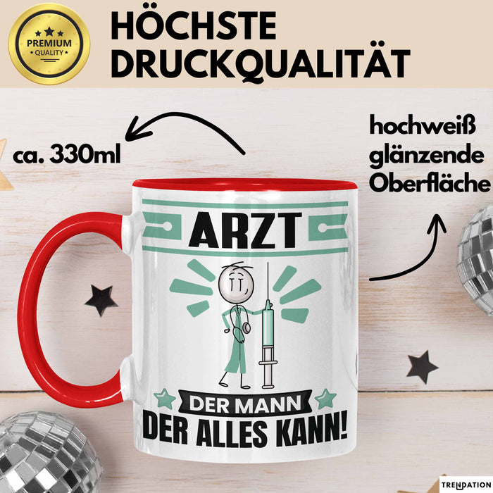 Arzt Tasse Geschenk für Arzt Der Mann Der Alles Kann Geschenkidee zum Geburtstag Rot Trendation
