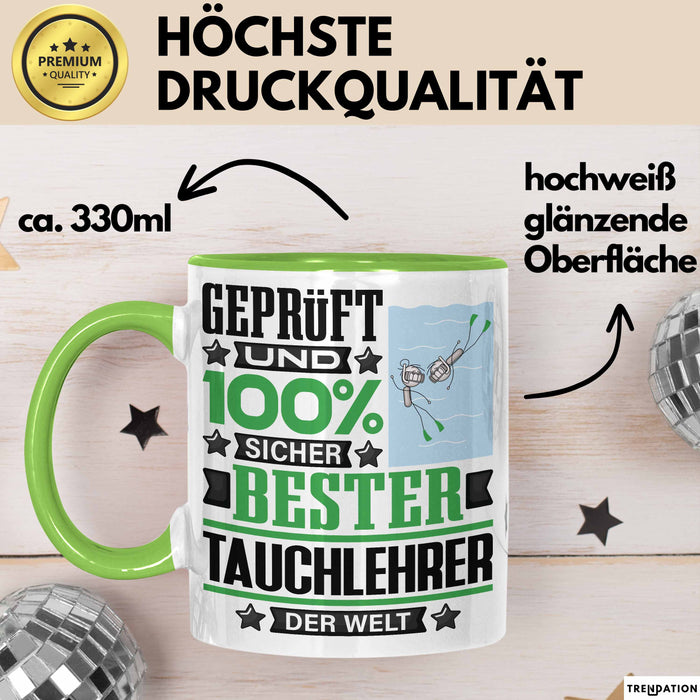 Tauchlehrer Geschenk Lustiger Spruch für Tauchlehrer Geschenkidee Bester Tauchlehrer Der Welt Grün Trendation