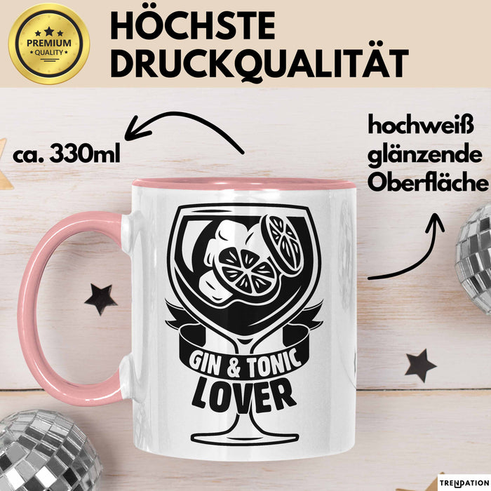 Gin Tonic Lover Tasse Geschenk Becher Rosa Trendation