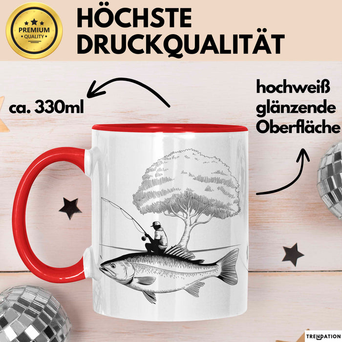 Angelliebhaber Fischer Tasse Geschenk Lustige Geschenkidee Spruch Rot Trendation