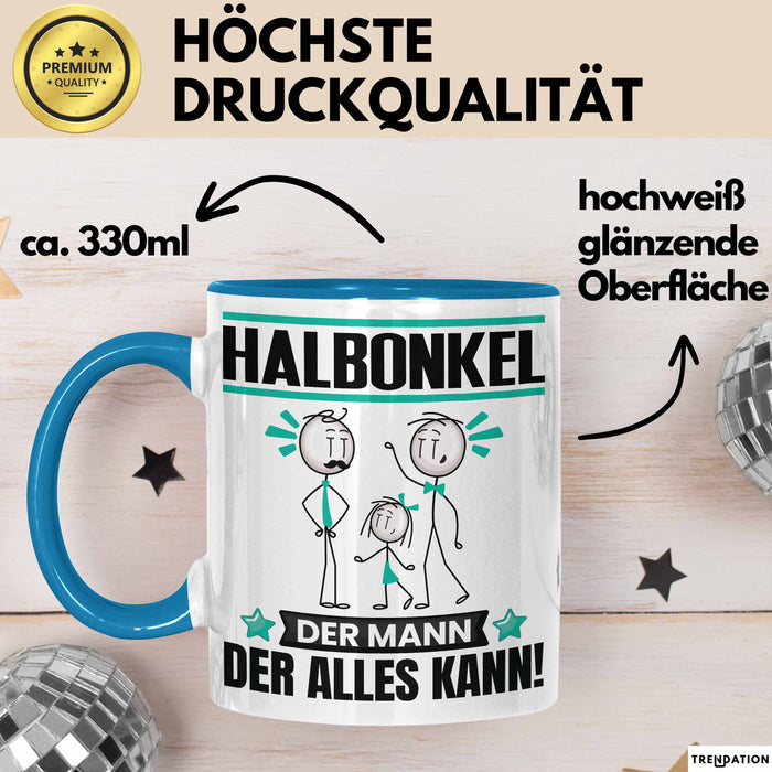Halbonkel Tasse Geschenk für Halbonkel Der Mann Der Alles Kann Geschenkidee zum Geburtstag Blau Trendation
