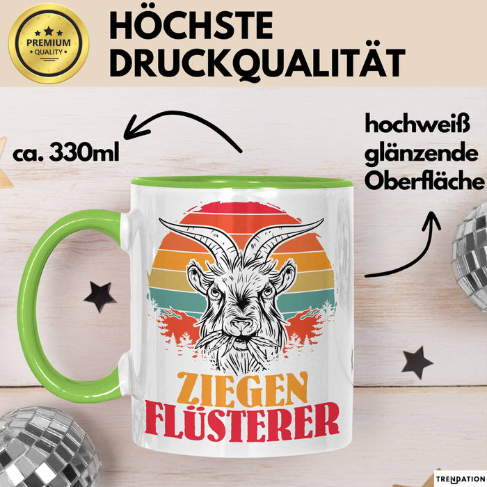 Ziegen Hirte Geschenk Tasse Ziegen Flüsterer Geschenkidee Ziegen-Liebhaber Kaffee-Becher Grün Trendation