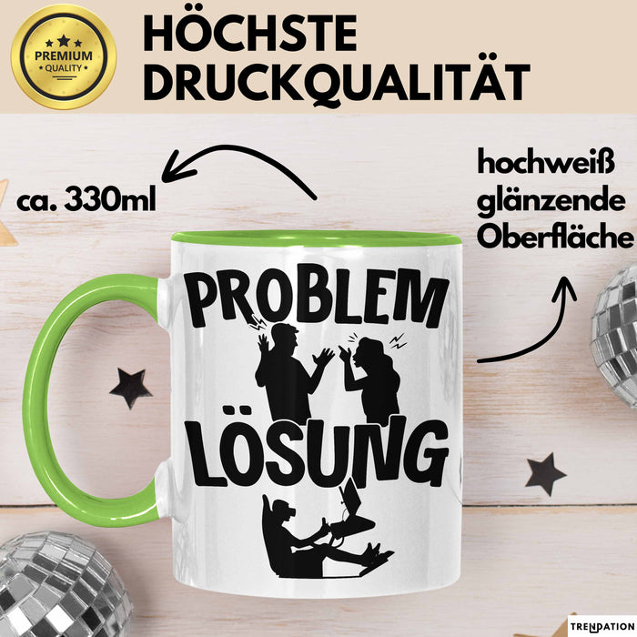 VR Gamer Tasse Geschenk für Gamer Zocker Männer Geschenkidee Problem und Lösung Zocken Grün Trendation
