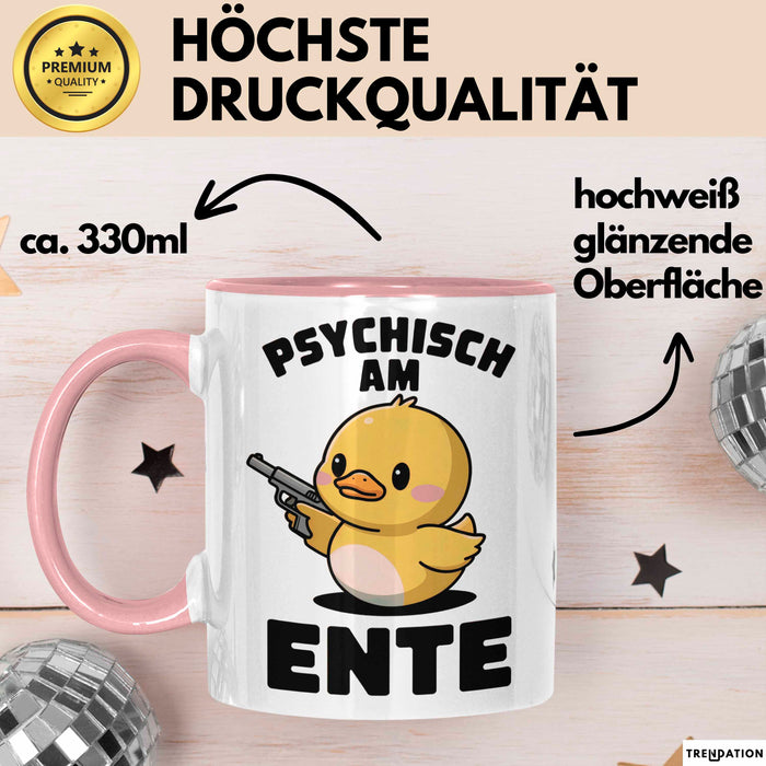 Quietscheente Tier Tasse Geschenk Lustige Geschenkidee Spruch Psychisch Am Ente Rosa Trendation