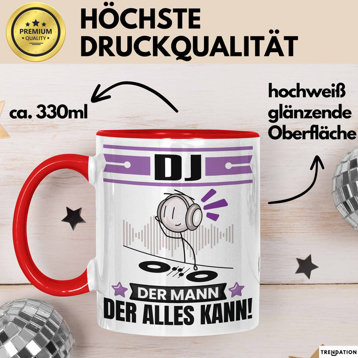DJ Tasse Geschenk für DJ Der Mann Der Alles Kann Geschenkidee zum Geburtstag Rot Trendation