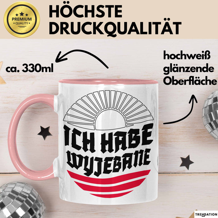 Polen Tasse Spruch Ich Habe Wyjebane Polska Geschenkdiee Kaffee-Becher Rosa Trendation