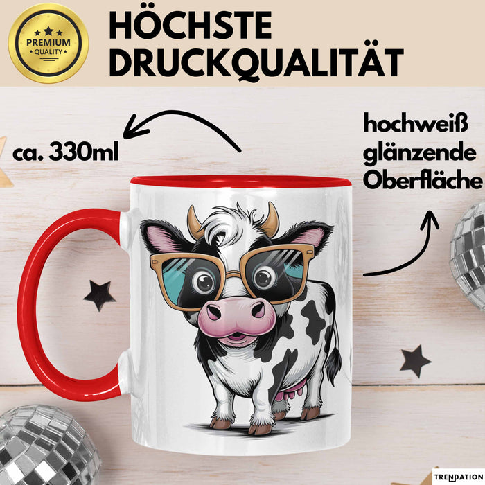 Kuh Liebhaber Tasse Geschenkidee für Bauernhoftier Fans Rot Trendation