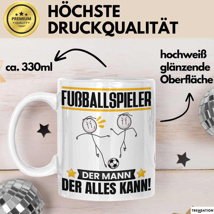Fußballspieler Tasse Geschenk für Fußballspieler Der Mann Der Alles Kann Geschenkidee zum Geburtstag Weiß Trendation