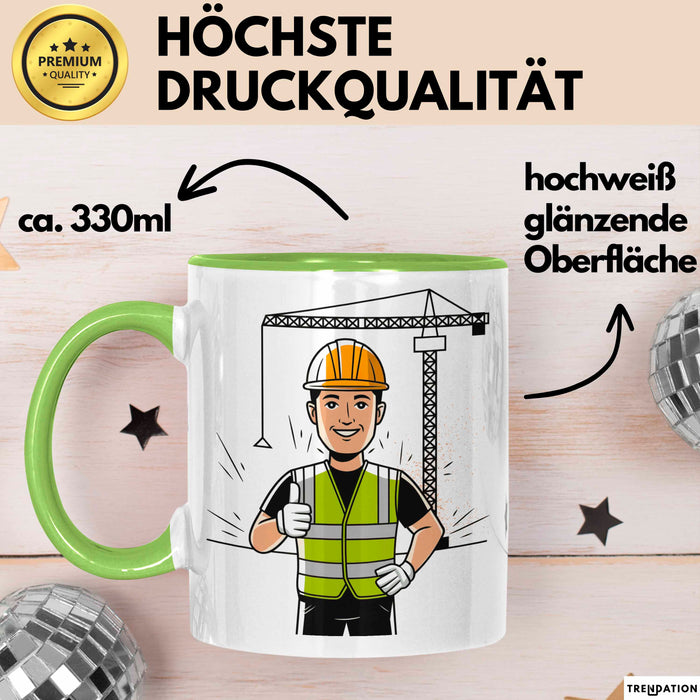 Bauarbeiter Tasse Geschenk Lustige Geschenkidee Spruch Für Bau Profis Grün Trendation