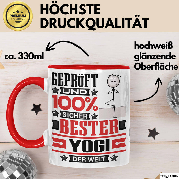 Yogi Geschenk Lustiger Spruch für Yogi Geschenkidee Bester Yogi Der Welt Rot Trendation