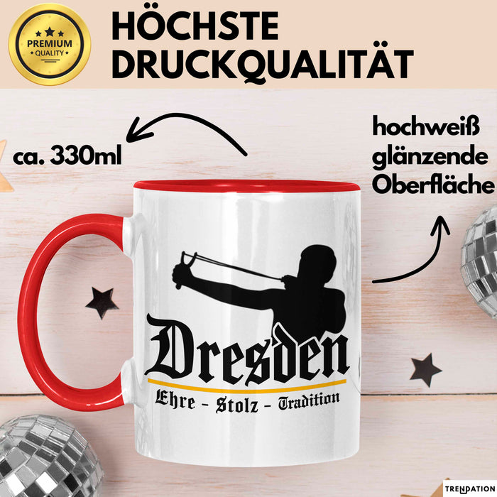 Dresden Fußball Tasse Geschenk Lustige Geschenkidee Spruch Ehre Stolz Tradition Rot Trendation