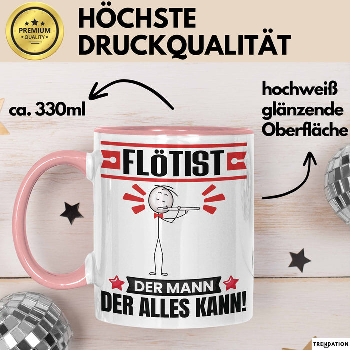 Flötist Tasse Geschenk für Flötist Der Mann Der Alles Kann Geschenkidee zum Geburtstag Rosa Trendation